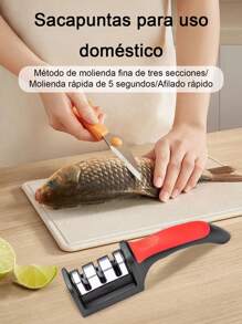 Afilador de Cuchillos Cocina 3 Etapa Manual Profesional Afiladores Manuales con cuchilla de Cerámica/varilla de diamante/Hoja de Acero de Tungsteno, Cuchillas de Restauración y Polaco con Base Antideslizante, Mango Ergonómico para Cualquier Tipo de Cuchillos, Acero Inoxidable - Negro - Ver 8