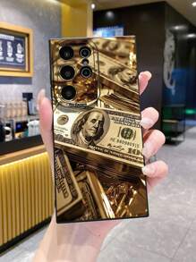 1 pieza Funda de teléfono móvil a prueba de caídas con signo de dólar dorado compatible con Apple, Galaxy, Infinix, Redmi, OPPO, VIVO, Realme, resistente al agua, a los golpes y a los arañazos - Negro - Ver 5