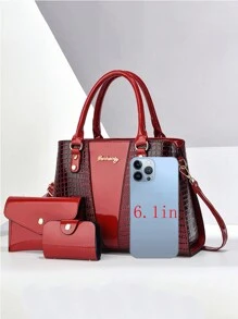 3-Piece Set PU Handbag For Women, Elegant Fashion Tote With Coin Purse And Card Holder, Versatile Large Capacity Shoulder Bag, Chic Bag With Stylish Design, Available In Multiple Colors, Best Mother Day Gifts Ever