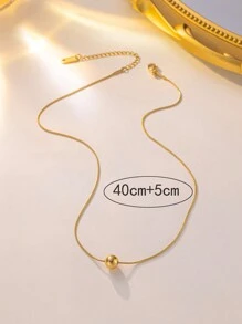 1/2pcs Stainless Steel Snake Bone Chain & Small Bead Pendant Necklace, Minimalist Fashion Versatile Jewelry For Women, No Box