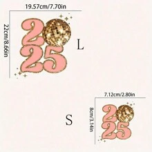 1/2/3 miếng dán phim sắt trang trí tiệc đêm giao thừa năm 2025, nhựa trắng, có thể giặt và ép nóng, thích hợp cho áo phông, khẩu trang, quần jean - Trang trí tiệc - Nhiều màu - Xem 3