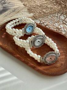 Reloj de mujer con decoración de cristales, esfera redonda con manecillas, reloj de cuarzo, ideal como regalo para estudiantes que regresan a la escuela - Unitalla - Ver 12