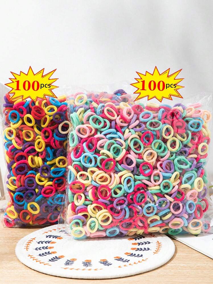 200 chiếc dây buộc tóc co giãn cho bé gái, nhiều màu sắc, bằng nylon, kiểu băng đô nhỏ cho thiếu nữ, dùng để buộc tóc đuôi ngựa, phụ kiện tóc cho tuổi teen. - Nhiều màu - Xem 1