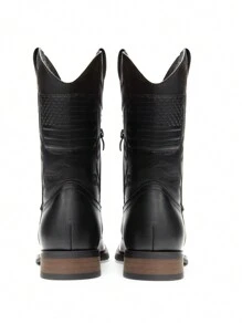 Men's Western Cowboy Boots European And American Style High-Top Leather Boots - 黑色 - 查看 7