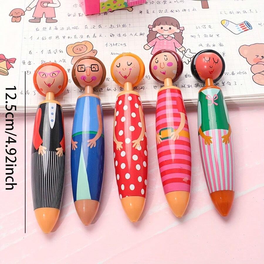 Leery 5 Pieces Japanese Novelty Doll Designed Ballpoint Pens, Cute ...