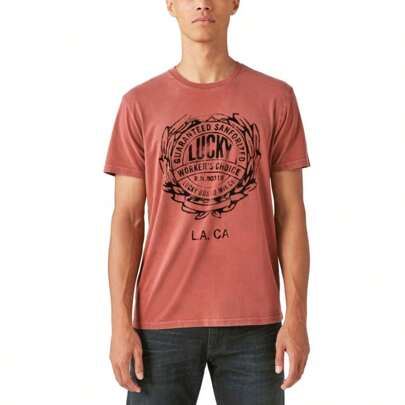 Men's Lucky Crew Neck Work-Wear Graphic T-Shirt