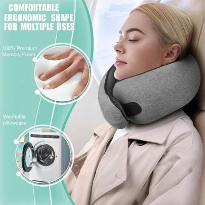 Travel Pillows For Airplanes, Travel Neck Pillow For Airplanes Car, Neck Pillow Airplane Memory Foam Travel Pillow 360 Degree Support Stowable Pillows For Airplanes Offices And Cars