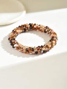 1 件女士简约彩色水晶串珠手链，适合日常佩戴