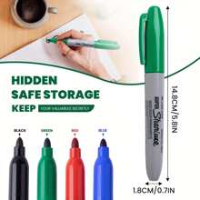1 Pc Money Hiding Pen, Looks Like A Real Pen But Can Hold Small Valuables As A Mini Safe - 黑色 - 查看 5