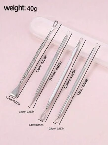 Set di 4 pezzi di strumenti in acciaio inossidabile per la rimozione dell'acne, kit estrattore di punti neri e brufoli con custodia, kit di strumenti di bellezza e trucco