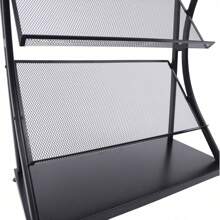 Rainaut Floor-Standing Magazine Rack Information Rack Storage Rack Newspaper Rack Display Rack Manual Book Rack Single Page Simple Iron (Black) - Black - View 10