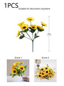 1 件/3 件，带茎向日葵花束，假植物，户外塑料绿植，不褪色绿植，春季向日葵，适合花园门廊窗户 - 黃色 - 查看 14