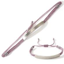 1 pièce Bracelet corde tressée fait main personnalisé, bracelet en pierre gravé personnalisé, convient pour le port quotidien, l'anniversaire de couple, la Saint-Valentin, l'anniversaire, les festivals, cadeau de couple de la Saint-Valentin, argent, stylé, coloré, vintage, simple, unisexe, décontracté, mignon, personnalisé, unique, idéal pour lui, idéal pour elle, elle, petit ami, petite amie, papa, maman, famille, amis, pour les anniversaires, pour les anniversaires, pour la remise des diplômes, pour le bal de promo, pour la fête, cadeaux pour la fête des mères