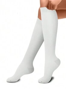 1 Pair Copper Wellow Compression Socks 15-20 Mmhg Knee High Pregnant Nurses Pregnancy Maternity Medical Cute Sports Gold Fit Cycling Adult Support Hose Circulation Long, For Gym, Fall