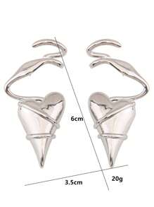 1 对女士时尚不对称几何线条环绕心形设计耳钉，派对珠宝礼物 - 金色 - 查看 8