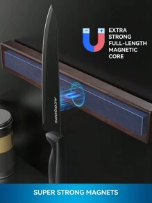 Set di 6 coltelli ACOQOOS con supporto magnetico per montare a parete, senza necessità di forare, include 5 coltelli e 1 striscia magnetica, regalo perfetto per la cucina di tutti i giorni, facile da usare