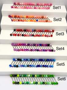 Set de 15 piezas de anillos para la lengua en forma de flor de colores, joyería corporal elegante adecuada para hombres y mujeres, uso diario y días festivos, excelente para regalos de Navidad, San Valentín, mamá, Día de la Madre