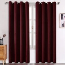 1 tấm hoặc 2 tấm rèm cửa có lỗ trên tùy chọn, rèm cách nhiệt cản sáng dệt ba lớp bằng vải cao cấp, rèm che tối cho phòng ngủ, phòng khách, nhà bếp, phòng ăn và tủ - Màu đỏ tía - rượu vang đỏ - Xem 34