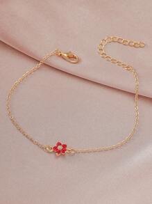 1 件可调节花朵形铜色锆石手链，适合女性休闲、约会或聚会时佩戴 - 彩色 - 查看 5