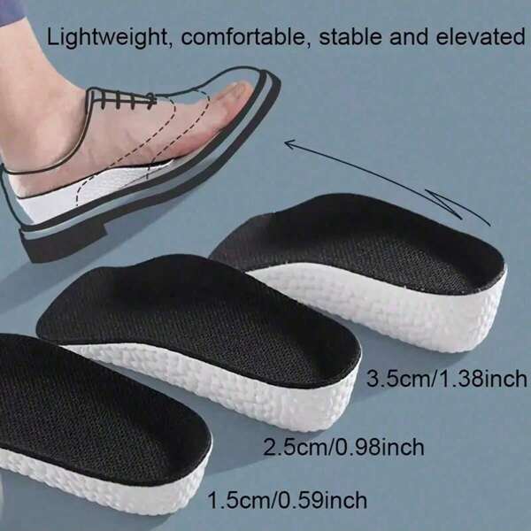 1 Paar Silikon-Gel-Einlegesohlen zur Erhöhung um 1,5-3,5 cm/0,59-1,38 Zoll, elastisch für Unisex, Innen-Höheneinlegesohle, unsichtbar weiche Sohle für Herren und Damen, atmungsaktiv, stoßabsorbierend für Sport ohne müde Füße, Schul-Zubehör