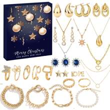 Calendario de Adviento Joyas 2024 Navidad 24 Días Cuenta Regresiva para Navidad 24 Sorpresas Joyería Mujer Pulsera Pendientes Collar Anillo para Mujer Esposa Madre Novia - Rojo - Ver 1