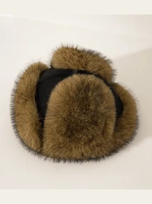 1 pezzo Nuovo berretto in pelliccia di volpe in finto visone per adulti, cappello spesso per uomo stile russo, con protezione auricolare, anti-vento, adatto per attività all'aperto