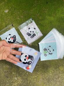 100个/套可爱熊猫印花OPP袋，透明自封袋，节日派对生日周年纪念礼品包装袋 - 彩色 - 查看 3
