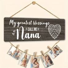 传统木制孙子孙女照片架标牌，带麻绳 - 祖父母的壁挂展示牌，多用途家庭相框挂钩，圣诞节、感恩节、母亲节礼物、祖母的母亲节礼物、祖母节礼物的理想礼物 - 多色 - 查看 11