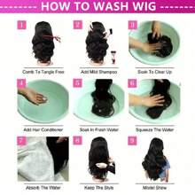 13x4 高光波浪透明蕾丝前假发人发渐变色 P4/27 蜜金色 13x4 女士前部假发 180% 无胶假发预拔 - 間色和鋼琴色 - 查看 9