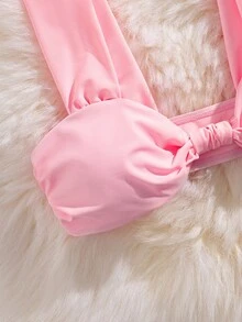 PEPPERMOLLY New Solid Color Soft Padded Wide Strap Elegant Party Bikini Top, Summer Beach Fashion Ladies Swimwear - Pink - View 5