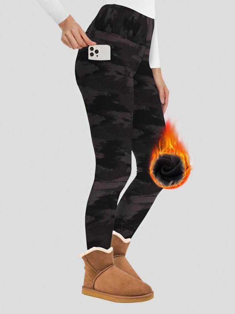 ZOOSIXX 2 Pieces Wool-Lined High Waist Base Layer Leggings For