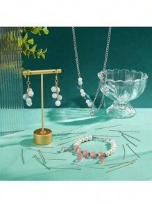 100 件金色、50 件钢、9 件不锈钢 T 形别针、球形别针、尺寸 20-50 毫米、不褪色、可弯曲和可切割，适用于 DIY 手链、项链、耳环、珠宝、手工珠宝配件材料、珠宝制作别针