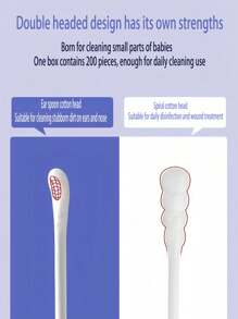 200pcs Baby Swabs, Suitable For Newborns, Infants, Children, Organic, For Babies - White - View 6