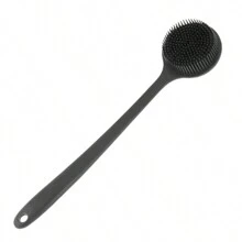 Double Sided Silicone Back Scrubber, 1 Long Handled Soft Silicone Massage Bath Brush - Gentle Back Scrubber, Deep Cleansing And Skin Care, Promotes Blood Circulation, Battery Free, Used For Bathroom Small Tools Home Bathroom Decor Summer - Black - View 10