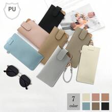 1pc Slim Eyeglasses Case, Compact Carrying Pouch, Fashionable Glasses Case With Wristlet Strap, Lightweight And Portable Holder Suitable For Women And Men Toiletry Bag Travel Wash Bag Toiletry Travel Bag Makeup Storage Beach Beach Bag Vacation Holiday Essentials School Supplies Travel Essentials Ladies For College Dorm Bathroom - Khaki - View 6