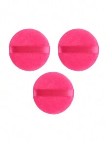 24件/15件/8件/3件植绒圆形化妆海绵，质地柔软蓬松，适用于面部和身体粉扑，混合套装化妆美容工具 - 玫紅色 - 查看 8