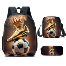 Three Pieces Football Pattern Backpack 15-Inch, Lightweight Outdoor Leisure Backpack For Back To School, Three Pieces Combination School Bag, Crossbody Bag - Football Three Piece Suit - View 11