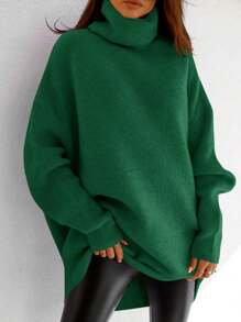 Womens Turtleneck Oversized Sweater Batwing Chunky Pullover Sweater Casual Fall Loose Knit Jumper Top