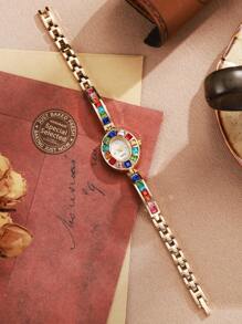 1pc Women's Stylish Minimalist Petite Dial Quartz Bracelet Watch, Lightweight Steel Band, Fashionable & Elegant (Watch Only, No Box) - Gold - View 4