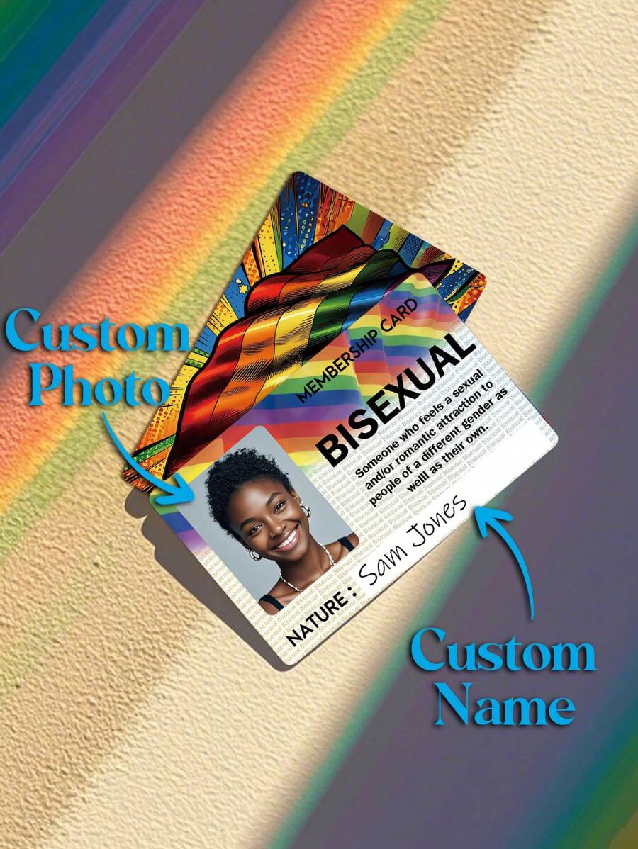 1张定制照片和姓名卡，定制照片LGBTQIA+终身会员卡 - LGBTQIA+骄傲卡，定制LGBTQIA+及其他会员卡 - 添加您自己的照片 - 个性化LGBTQIA+姓名卡，个性化新奇LGBTQIA+终身会员全息贴纸，送给朋友和同事的趣味礼物，高级终身会员身份，玩笑贴纸，搞笑礼物，恶搞礼物，身份证 - 多色1 - 查看 1