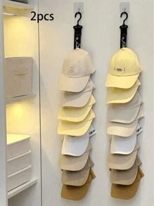 1 Perchero de gorra de béisbol, perchero unisex con ganchos y broches, adecuado para armarios y puertas de gabinetes, perchero de almacenamiento de sombreros en la puerta y la pared, adecuado para amantes de las gorras de béisbol para almacenar el perchero de la puerta del armario, Organizador, Almacenamiento doméstico, Camiseta blanca para mujer, Pantalones negros para mujer, Ropa de invierno para damas, Vestido - Multicolor - Ver 2