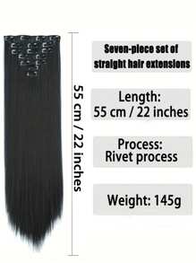 Extensions de cheveux à clipser 16 pièces, 22 pouces 7 pièces lisseur long, convient pour les extensions de cheveux synthétiques et les perruques des femmes