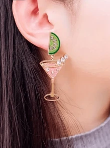 2pcs Fashionable Luxury Alloy Oil Drop Inlaid Cocktail Party Earrings, Elegant High-Quality Versatile Earrings For Women