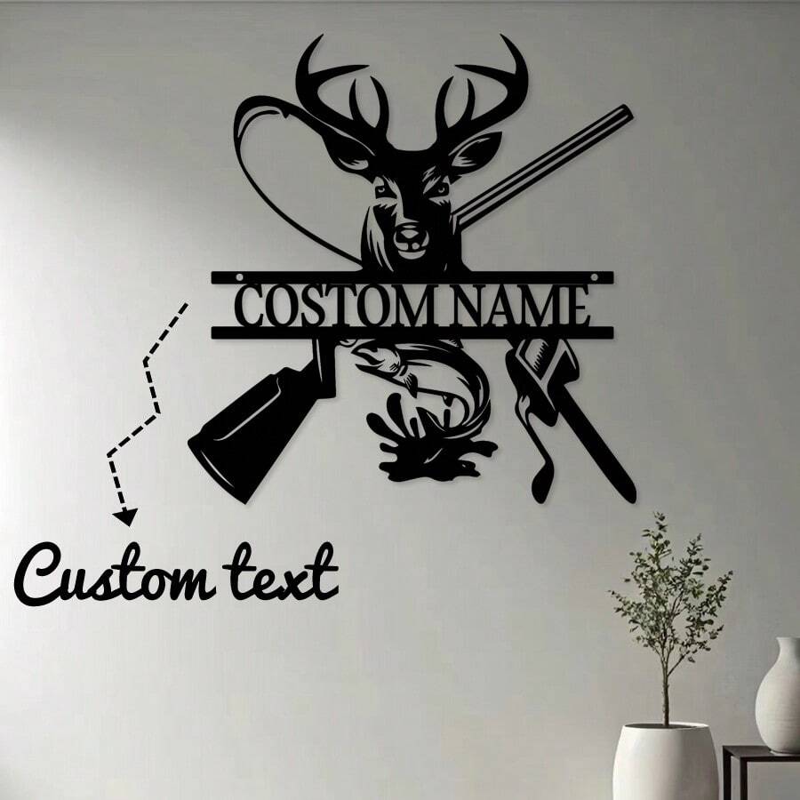 1 件定制鹿金属墙面艺术标志 - 个性化文字，适合家庭和花园装饰，理想的露台或门廊礼物，情人节，情人节装饰 - 彩色 - 查看 1