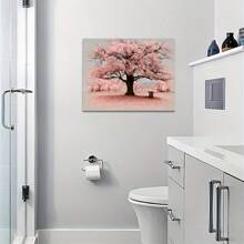 1 Pc Pink Landscape Leaf Painting Wooden Framed  Canvas Painting Thickness 2.25cm/0.9inch High Quality Wall Art Prints Poster Direct Hanging Wall Picture Decor For Home Gifts, Christmas Gift,Christmas Decoration,Living Room, Bathroom, Bedroom, Kitchen