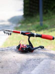 SOUGAYILANG Kit de pesca completo con caña de pescar telescópica y combo de carretes, así como señuelos, anzuelos y equipo de pesca - Rojo - Ver 7