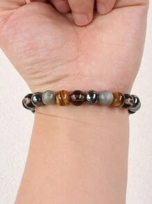1 chiếc vòng tay bảo vệ Bohemia dành cho nam giới, đá mắt hổ, đá Labradorite và đá Hematite, tượng trưng cho lòng can đảm, sự tập trung, thịnh vượng, may mắn và thành công, trang sức thiền định, quà tặng cho gia đình và bạn bè. - Nhiều màu - Xem 3