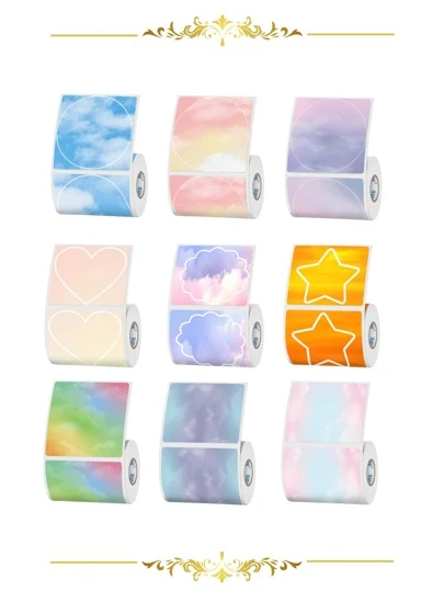  SINMARK selbstklebende thermochromatische Etiketten Rollen, vielfältige Designs geeignet für Barcodes, Logos, Geschenke und Grußkarten Etiketten, kompatibel mit SK58, SK35, Phomemo M110, M200, M220 tragbaren Thermodruckern, geeignet für DIY Aufkleber Etiketten, Schulbedarf, Schulanfang