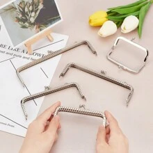 5 sztuk 5 Rozmiar Torebka Torba Kiss Zapięcie Blokada Metalowa Łuk Rama Portmonetka Kiss Zapięcie Tłoczone Ramki Sprzęgła Torebka Kwadratowa Rama Torebki Do Torebki Robienie Uchwyt Torby Szycie Rzemiosła 3.3~7 Cali - Srebro - Zobacz 6