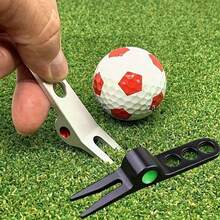 1 buah/Set Alat Perbaikan Bekas Pukulan Golf Berkepala Ganda dengan Penanda Bola - Garpu Rumput Paduan Seng Cocok untuk Pegolf, - MultiWarna - View 1